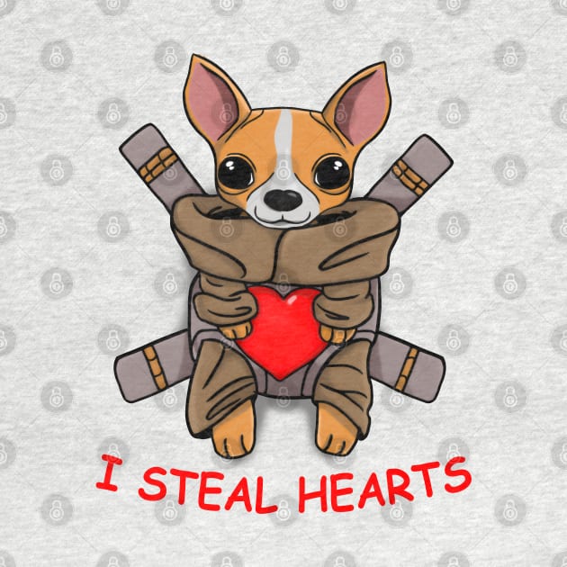 I Steal Hearts funny Chihuahua Dog Gift for Valentines Day T-Shirt by nayakiiro